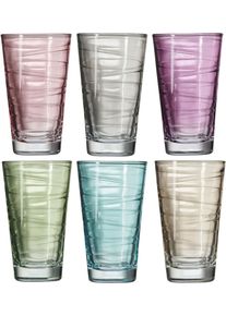 Longdrinkglas Leonardo "Colori", bunt, H:12,8cm, Glas, Trinkgef&auml;&szlig;e, Longdrinkglas, veredelte mit lichtechter Hydroglasur, 280 ml, 6-teilig
