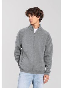 Sweatjacke Fruit of the Loom "Iconic Premium Sweat Jacket", Herren, Gr. M, grau (athletic erdgrau), Obermaterial: 70% Baumwolle, 30% Polyester, meliert, normal, Rundhals, angesetztes B&uuml;ndchen, Sweatjacken Sweatjacke, mit Eingrifftaschen, meliert, in normaler L&auml;nge