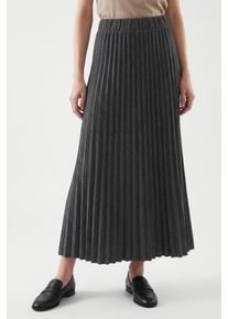 Plisseerock Only "ONLLINE LONG SKIRT JRS", Damen, Gr. XS (34), grau (dunkelgrau melange), Jersey, Obermaterial: 80% Polyester, 15% Viskose, 5% Elasthan, meliert, unifarben, lang, R&ouml;cke Plisseerock, Materialmix