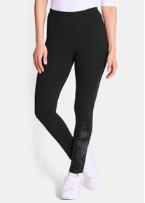 2-in-1-Hose GOLDNER "Kurzgr&ouml;&szlig;e Bequeme Baumwoll-Leggings, 2-St&uuml;ck", Damen, Gr. 23, K-Gr, schwarz, Obermaterial: 95% Baumwolle CO. 5% Elasthan EL., Hosen 2-in-1-Hose, Glitzermotiv