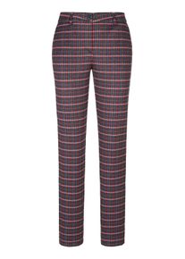 Madeleine Mode Stoffhose MADELEINE "Hose Stretchhose mit Karo-Druck", Damen, Gr. 38, N + K Gr, blau (marine, multicolor), Obermaterial: 93% Polyester PES. 7% Elasthan EL., Modern, Hosen Stoffhose