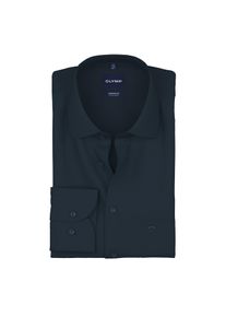 Langarmhemd OLYMP "Luxor Cover Shirt", Herren, Gr. 46, N-Gr, blau (marine), Web, Obermaterial: 100% Baumwolle, comfort fit normal, 2-Knopf-Manschette, Hemden Langarmhemd, h&ouml;chste Blickdichte, b&uuml;gelfrei, Businesshemd, Comfort fit