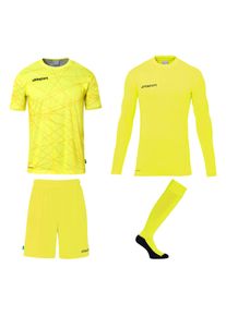 Sportanzug Uhlsport "Torwart-Sets Prediction Kids", M&auml;dchen, Gr. 128, gelb (fluo gelb, schwarz), Obermaterial: 100% Polyester Pol. recyc.., Sportanz&uuml;ge Sportanzug