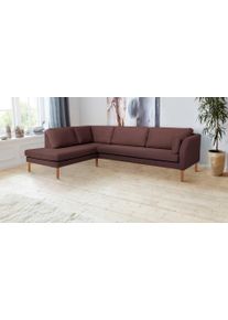 Ecksofa Andas "Grenzda, L-Form", braun (beere), B:255cm H:88cm T:196cm, Struktur (100% Polyester), Sofas, Ecksofa, mit Holzf&uuml;&szlig;en