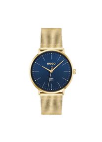 Quarzuhr Hugo "STYLE", gold (goldfarben, blau, blau), Armbanduhren, Damen, goldfarben, Quarzuhr, Armbanduhr, Damenuhr, Herrenuhr, Edelstahlarmband, analog