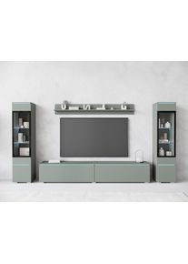 Wohnwand Home Affaire "VERA II", gr&uuml;n (salbei), B:260cm H:130cm T:33cm, Kastenm&ouml;bel-Sets, Wohnwand, Mediawand 260 cm, Vitrine mit Verglasung, stehend und h&auml;ngend