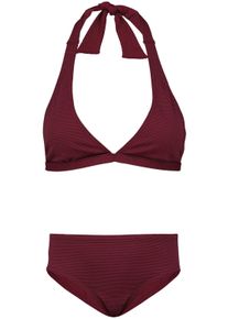 Bustier-Bikini AQUARTI "Badeanzug M&auml;dchen Bikini Set Zweiteilig Bikinislip Bustier", Kinder, Gr. 152, N-Gr, rot (zum binden, jacquard punkte rot braun), Obermaterial: 80% Polyamid PA. 20% Elasthan EL., Bikini-Sets Bustier-Bikini