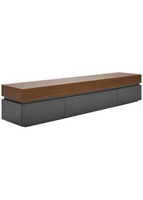 Mid.you Lowboard, Grau, Walnussfarben, Holzwerkstoff, 3 Schublade(n) Schubladen, 200x38x40 cm, Wohnzimmer, TV M&ouml;bel, Lowboards