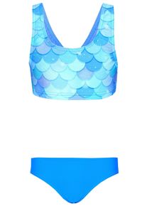 Bustier-Bikini AQUARTI "Bikini M&auml;dchen Sport Bikini Racerback Bustier & Bikinislip", Kinder, Gr. 122, N-Gr, blau (meerjungfrau blau, t&uuml;rkis), Obermaterial: 80% Polyamid PA. 20% Elasthan EL., Bikini-Sets Bustier-Bikini