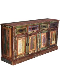 Sideboard Sit "Lodi aus bunt lackiertem Altholz mit 4 T&uuml;ren & 4 Schubladen", bunt, B:160cm H:80cm T:40cm, Massivholz, Sideboards, Sideboard, 4 T&uuml;ren, 4 Schubladen & gro&szlig;z&uuml;gige F&auml;cher f&uuml;r vielseitige Aufbewahrung