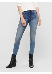 Skinny-fit-Jeans Only "ONLBLUSH MID SKINNY BB ANA0005", Damen, Gr. M (38), L&auml;nge 32, blau (light blau denim), Denim/Jeans, Obermaterial: 92% Baumwolle, 6% Polyester, 2% Elasthan, unifarben, skinny fit lang, Jeans Skinny-fit-Jeans, Baumwollmischung, skinny fit