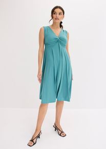 Shirtkleid bonprix, Damen, Gr. 44/46 (L), N-Gr, gr&uuml;n (mattkobaltt&uuml;rkis), Obermaterial: 95% Polyester, 5% Elasthan, bequem, Kleider Shirtkleid, ohne &Auml;rmel, mit Smock-Einsatz hinten, aus Polyester und Elasthan