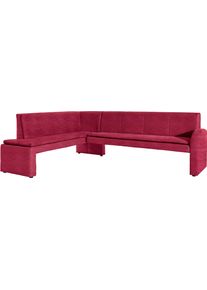 Eckbank exxpo - SOFA FASHION "Cortado, elegant und modern mit hohem Sitzkomfort", rot, B:265cm H:88cm T:196cm, Strukturstoff (88%Polyester, 12% Nylon) mit Absatz Luxuskunstleder;Luxus-Microfaser (Zusammensetzung: 10% Baumwolle, 90% Polyester), Sitzb&auml;nke, Eckbank, hohe Bodenfreiheit, sch&ouml;ne Detailverarbeitung
