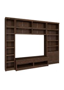 Wohnwand OTTO HOME "Soeren, 1 Standregal, 1 Wandregal, 1 TV-Lowboard, 1 B&uuml;cherregal", braun (dunkelbraun), B:278cm H:220cm T:45cm, Massivholz, Kastenm&ouml;bel-Sets, Wohnwand, aus massiver Kiefer, T/B/H 45cm/ 278cm/ 220cm
