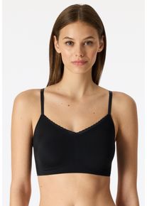 Bustier Schiesser "Invisible Soft Lace", Damen, Gr. 44, N-Gr, wei&szlig; (000, schwarz), Single Jersey, Obermaterial: 75% Polyamid, 25% Elasthan, BHs Bustier, herausnehmbare Pads, V-Ausschnitt, Spitze vorn, Lasercut-Abschl&uuml;sse