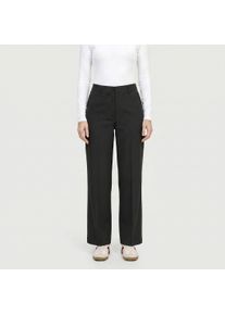 Stoffhose MAC "STRAIGHT", Damen, Gr. 36, L&auml;nge 28, schwarz, Web, Obermaterial: 68% Polyester, 28% Viskose, 4% Elasthan, straight fit lang, Hosen Stoffhose, mit hoher Leibh&ouml;he und gerader Beinform