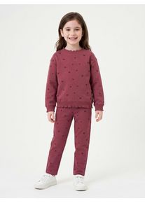 Sweathose Blue Seven, M&auml;dchen, Gr. 104, N-Gr, rot (wein), angeraute Sweatware, Obermaterial: 80% Baumwolle, 20% Polyester, bedruckt, lang, Hosen Sweathose, Baumwollmischung