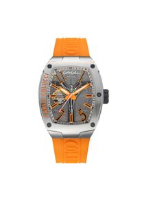 Automatikuhr Carlo Colucci, orange (orange, grau), Armbanduhren, Herren, Automatikuhr, Armbanduhr, Herrenuhr, Mechanische Uhr, Silikonarmband, analog