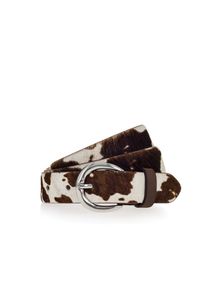 Lederg&uuml;rtel Tamaris "Elsa Silver", Damen, Gr. 85, braun (schwarz braun, wei&szlig;), Rindsleder, G&uuml;rtel Lederg&uuml;rtel, mit Fell-Optik, aus Rindsleder, k&uuml;rzbar, 3 cm breit