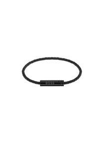 Lederarmband BOSS "ARES AIR", schwarz (schwarz, grau), Armb&auml;nder, Herren, 19cm, Edelstahl Leder, Edelstahl, Leder, Lederarmband, Emaille