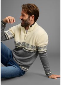 MAN'S WORLD Troyer MAN'S WORLD "Neue Kollektion Highlight Norweger Muster", Herren, Gr. 3XL (64/66), sanftes wei&szlig;, grau melange, Strick, Obermaterial: 100% Polyacryl, regular fit normal, Strickb&uuml;ndchen, Pullover Troyer, aus Strickmaterial, Regular Fit, mit Langarm, l&auml;ssiger Casual-Look