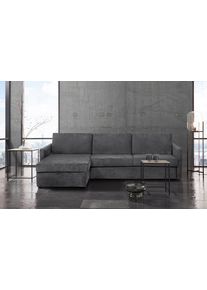 Schlafsofa OTTO HOME "GOLDPOINT Ecksofa 264 cm, Liegefl&auml;che (140/200cm), L-Form", grau (anthrazit), B:264cm H:85cm T:157cm, Stuktur weich (100% Polyester);Luxus-Microfaser (100% Polyester), Sofas, Schlafsofa, Bettfunktion, Bonell-Federkernmatratze und Dauerschl&auml;fer-Funktion