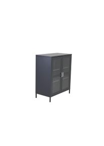 Vitrine VENTURE HOME "Acero, Stauraumschrank, 2 Glas-T&uuml;ren, H&ouml;he 97 cm", grau (schwarz), B:80cm H:97cm T:43cm, Glas, Stahl, Schr&auml;nke, Vitrine, Pulverbeschichtung, transparent, Silbergriff, modern