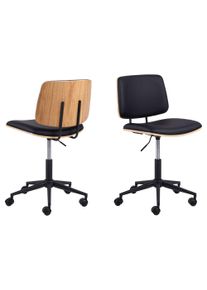 Schreibtischstuhl ACTONA GROUP "Owen", schwarz (, matt schwarz, matt schwarz, schwarz), B:48,5cm H:91cm T:54cm, St&uuml;hle, Schreibtischstuhl, Schreibtischstuhl, PU schwarz, 5 Stern Gestell, mit drehfunktion