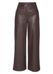Lederimitathose Lascana, Damen, Gr. 44, N-Gr, dunkelbraun, Web, Obermaterial: 100% Polyester. Beschichtung: 100% Polyurethan, unifarben, figurumspielend lang, Hosen Lederimitathose, in gerader Form, Kunstleder, festlich, modern