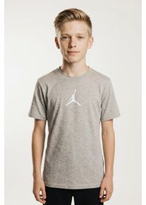 T-Shirt Jordan "JDB SMALLER JUMPMAN AIR JERSEY", Jungen, Gr. S, grau (grau heather), Jersey, Obermaterial: 60% Baumwolle, 40% Polyester, normal, Rundhals, Shirts T-Shirt, mit verkleinertem Jumpman-Logo, Kurzarmdesign, Rundhalsausschnitt