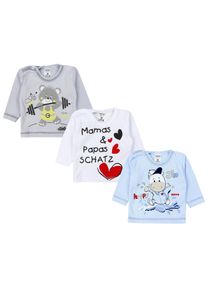 Langarmshirt TUPTAM "Shirt Unisex Baby Langarmshirt mit Spruch Aufdruck 3er Set", M&auml;dchen, Gr. 56, blau (junge), Obermaterial: 100% Baumwolle CO., Shirts Langarmshirt