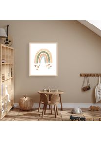 L&uuml;ttenh&uuml;tt Bild mit Rahmen L&Uuml;TTENH&Uuml;TT "oder Poster, Bunter Regenbogen mit Herzen", bunt (farbe rahmen: beige, farbe bild(er): bunt), B:50cm H:70cm T:0,7cm, Holz, Plexiglas, Bilder, Bild mit Rahmen, HD Premium Druck