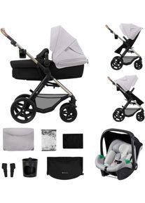 Kombi-Kinderwagen Kinderkraft "MOOV 2 3IN1", Baby, beige (moonlight grau), Stahl, Kinderwagen Kombi-Kinderwagen, mit EVA-R&auml;dern