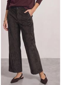 Cordhose Street One "Style Amalia", Damen, Gr. 40, L&auml;nge 30, braun (schwarz coffee), Cord, Obermaterial: 87% Polyester, 12% Polyamid, 1% Elasthan. Futter: 100% Polyester, unifarben, straight fit lang, Hosen Cordhose, Streight Leg mit Zierkn&ouml;pfen