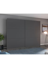 Schwebet&uuml;renschrank Rauch "AURELIO Kleiderschrank Garderobe", grau (graumetallic), B:261cm H:210cm T:59cm, Holzwerkstoff, Schr&auml;nke, Schwebet&uuml;renschrank, 3 verschiedene Ausstattungsvarianten Griffe aus Metall MADE IN GERMANY