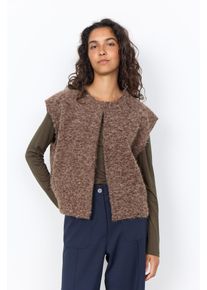 Pl&uuml;schweste soyaconcept "SC-HIRA 1", Damen, Gr. XL, braun (chocolate plum melange), Web, Obermaterial: 100% Polyester, meliert, normal, Rundhals, Westen Pl&uuml;schweste, Kunstfaser