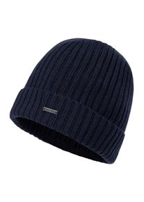 JOOP! Strickm&uuml;tze JOOP "Francis", Herren, blau (dunkelblau), Rippstrick, Wolle, unifarben, M&uuml;tzen Strickm&uuml;tze, reine Wolle