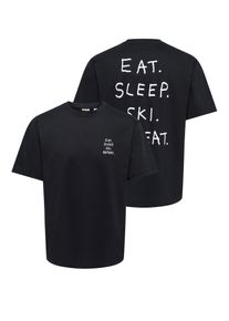 Only & Sons T-Shirt ONLY & SONS "ONSFRED LIFE RLX SS PRINT TEE NOOS", Herren, Gr. L, schwarz (schwarz print:quote), Jersey, Obermaterial: 100% Baumwolle, bedruckt, relaxed fit normal, Rundhals, Shirts T-Shirt, Baumwolle, relaxed fit
