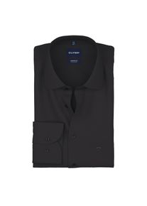 Langarmhemd OLYMP "Luxor Cover Shirt", Herren, Gr. 41, N-Gr, schwarz, Web, Obermaterial: 100% Baumwolle, comfort fit normal, 2-Knopf-Manschette, Hemden Langarmhemd, h&ouml;chste Blickdichte, b&uuml;gelfrei, Businesshemd, Comfort fit