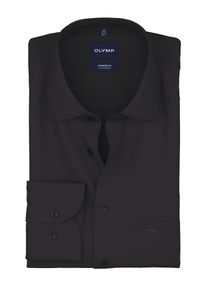 Langarmhemd OLYMP "Luxor Cover Shirt", Herren, Gr. 44, N-Gr, schwarz, Web, Obermaterial: 100% Baumwolle, comfort fit normal, 2-Knopf-Manschette, Hemden Langarmhemd, h&ouml;chste Blickdichte, b&uuml;gelfrei, Businesshemd, Comfort fit