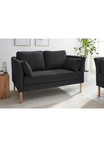 2-Sitzer Andas "Grenzda", dunkelgrau, B:152cm H:88cm T:87cm, Sofas, 2-Sitzer, F&uuml;&szlig;e aus Massivholz, Breite 152 cm