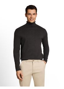 Rollkragenpullover Tom Tailor, Herren, Gr. L, schwarz (schwarz grau melange), Strick, Obermaterial: 100% Baumwolle, regular fit h&uuml;ftbedeckend, Rundhals, Flachstrickb&uuml;ndchen, Pullover Rollkragenpullover, im Strick-Design