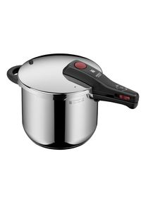 Schnellkochtopf WMF "Perfect Element, Fassungsverm&ouml;gen 6,5 Liter", silber (edelstahl, schwarz), B:25cm H:24cm L:42,3cm, T&ouml;pfe, Schnellkochtopf, Sicherheitssystem, TransTherm-Allherdboden, Flammschutz, Induktion