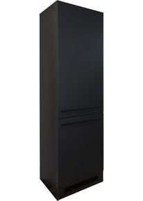 K&uuml;hlumbauschrank BASIC BY BALCULINA "Jazz 60er K&uuml;hlumbauschrank, K&uuml;chenschrank BxHxT 60x211x57 cm", schwarz (schwarz matt), B:60cm H:211cm T:57cm, Holzwerkstoff, Schr&auml;nke, K&uuml;hlumbauschrank, K&uuml;hlumbauschrank mit 2 T&uuml;ren und 3 Einlegeb&ouml;den