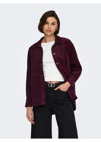 Jacqueline de Yong Hemdbluse JDY "JDYSHIRAZ L/S LONG SHIRT PNT NOOS", Damen, Gr. L, lila (fig), Web, Obermaterial: 100% Baumwolle, unifarben, loose fit Po-bedeckend, Blusen Hemdbluse, Baumwolle, loose fit, Topseller