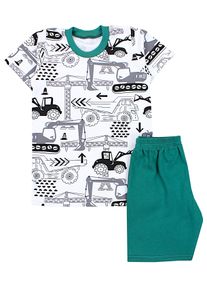 Shorty TUPTAM "Schlafanzug Kinder Jungen Pyjama Set Kurzarm 2-teilig Sommer", M&auml;dchen, Gr. 122, gr&uuml;n (bagger, gr&uuml;n), Obermaterial: 100% Baumwolle CO., Homewear-Sets Shorty