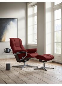 Relaxsessel stressless "Mayfair", rot (rot dinamica), B:79cm H:102cm T:73cm, Microfaser DINAMICA (88% Polyester, 12% Polyurethan), Sessel, Relaxsessel, mit Hocker, mit Cross Base, Gr&ouml;&szlig;e S, M & L, Holzakzent Wenge