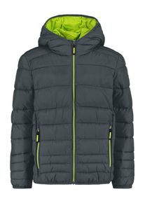 Steppjacke CMP "KID JACKET FIX HOOD", Jungen, Gr. 104, grau (jungle), Obermaterial: 100% Polyester. Futter: 100% Polyester. Wattierung: 100% Polyester, hoch geschlossener Ausschnitt, eingesetzt eingefasste Kante, Jacken Steppjacke, mit Kapuze, winddicht, wasserabweisend, aus Polyester