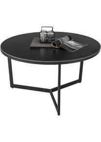 Couchtisch Stolkom "HARPER 1", schwarz (schwarz, schwarz, schwarz), Tische, Couchtisch, rund Keramik, Tisch-Platte marmorisiert