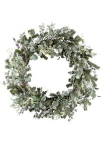 Kunstkranz Creativ green "Eukalyptuskranz", gr&uuml;n, H:8cm &Oslash;:60cm, Obermaterial: 100% Kunststoff, Kunstpflanzen, Kunstkranz, mit Frost-Optik